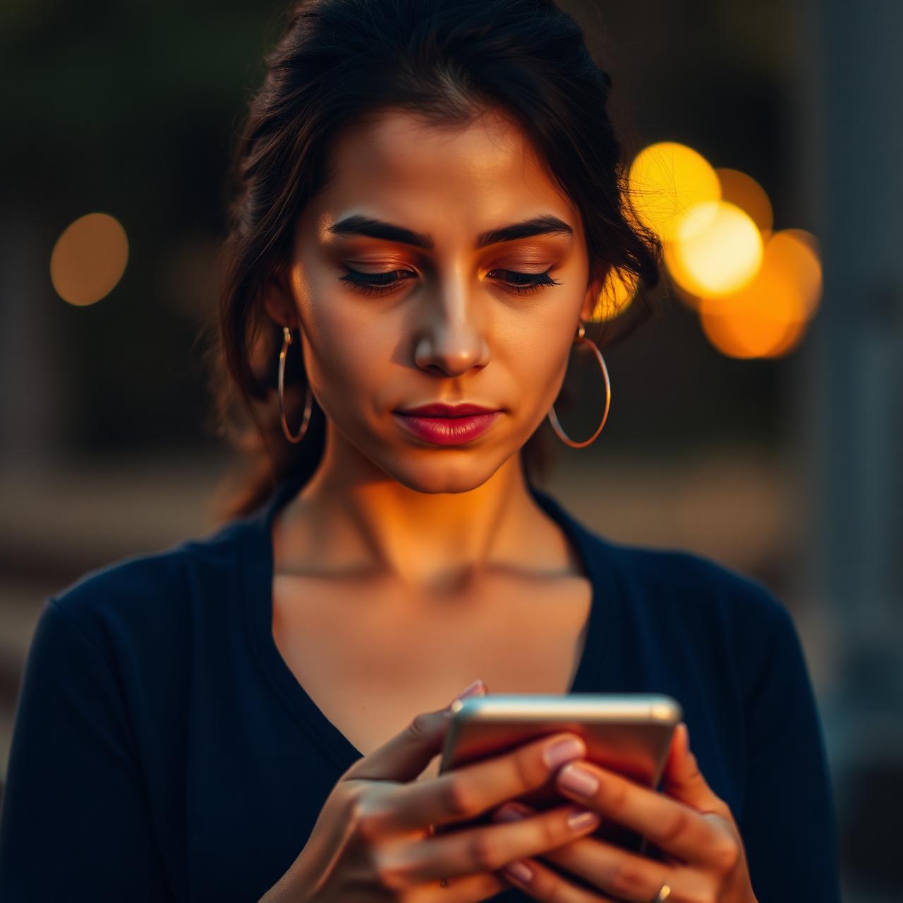 Imagem ilustrativa de uma mulher acompanhando um conteúdo no celular