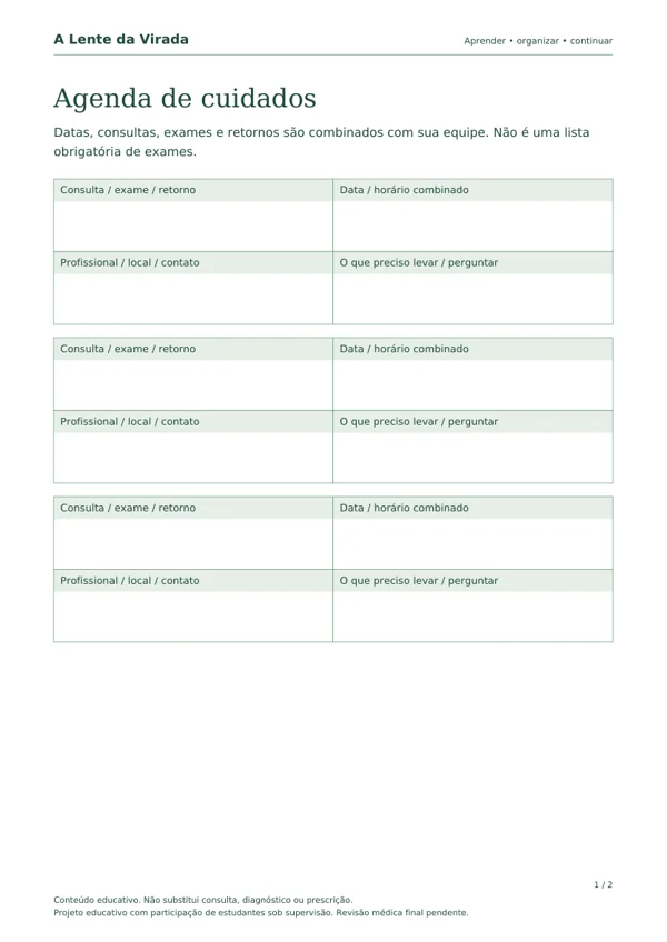 Primeira página do PDF Agenda de cuidados