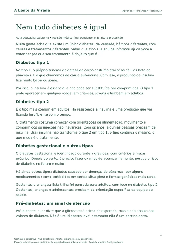 Primeira página do PDF Nem todo diabetes é igual
