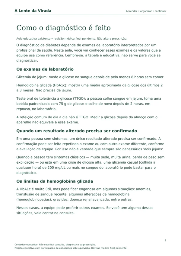 Primeira página do PDF Como o diagnóstico é feito