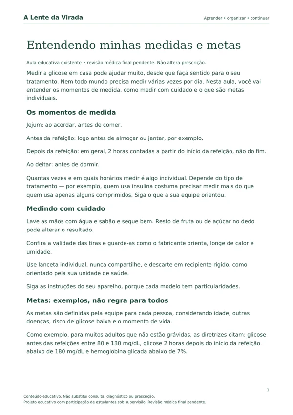 Primeira página do PDF Entendendo minhas medidas e metas