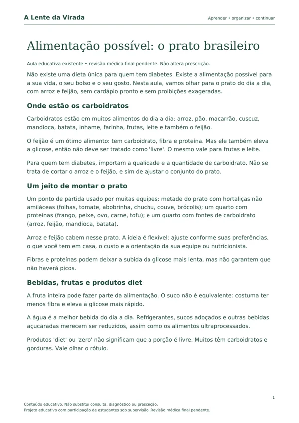 Primeira página do PDF Alimentação possível: o prato brasileiro