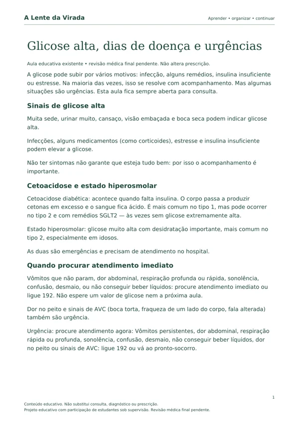 Primeira página do PDF Glicose alta, dias de doença e urgências