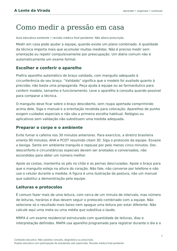 Primeira página do PDF Como medir a pressão em casa