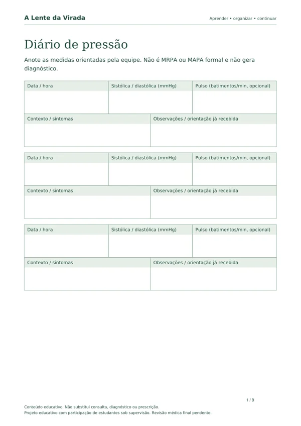 Primeira página do PDF Kit do caderno de Pressão