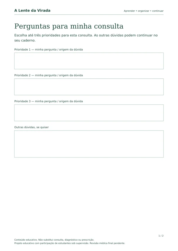 Primeira página do PDF Perguntas para minha consulta