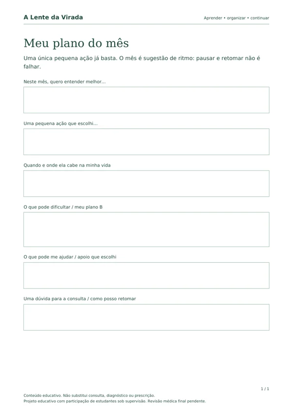 Primeira página do PDF Meu plano do mês